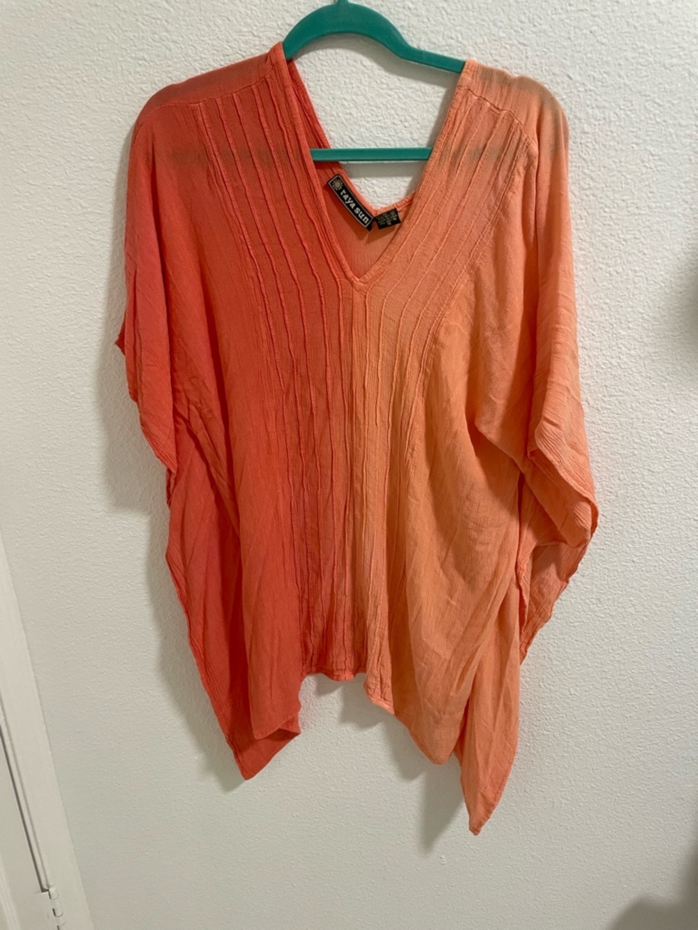 Orange Ombre V-Neck Lightweight Women's Tunic Top Swim Coverup